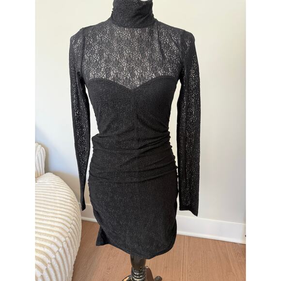 Open Edit Black Lace Bodycon Dress- size small - Picture 1 of 8